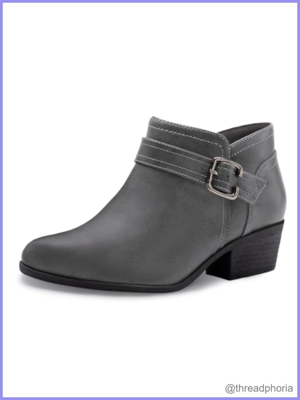 Women's Chunky Low Heel Ankle Boots Pointed Toe Block Heel Zip